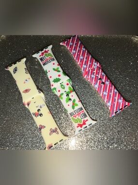Christmas, 4th of July & Butterfly Silicone Apple Watch Bands - 3 Pack